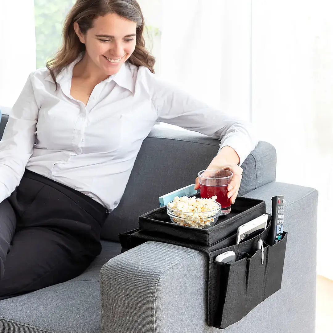Sofa Tray with Organiser for Remote Controls – 2-in-1 Multifunction Design