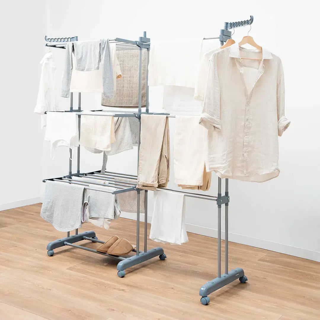 30 bars Vertical Extendable Clothes Drying Rack with Wheels