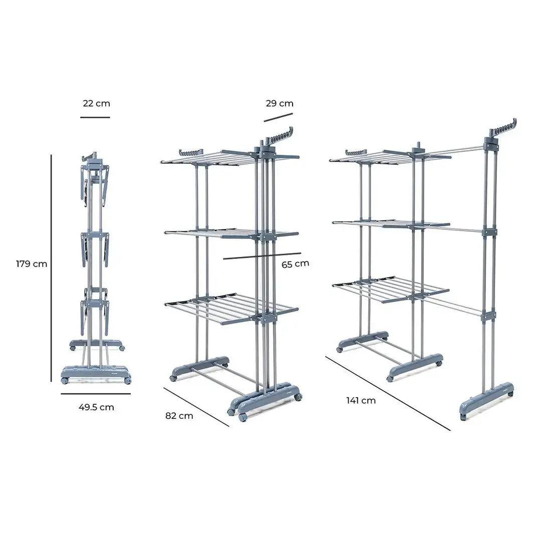30 bars Vertical Extendable Clothes Drying Rack with Wheels