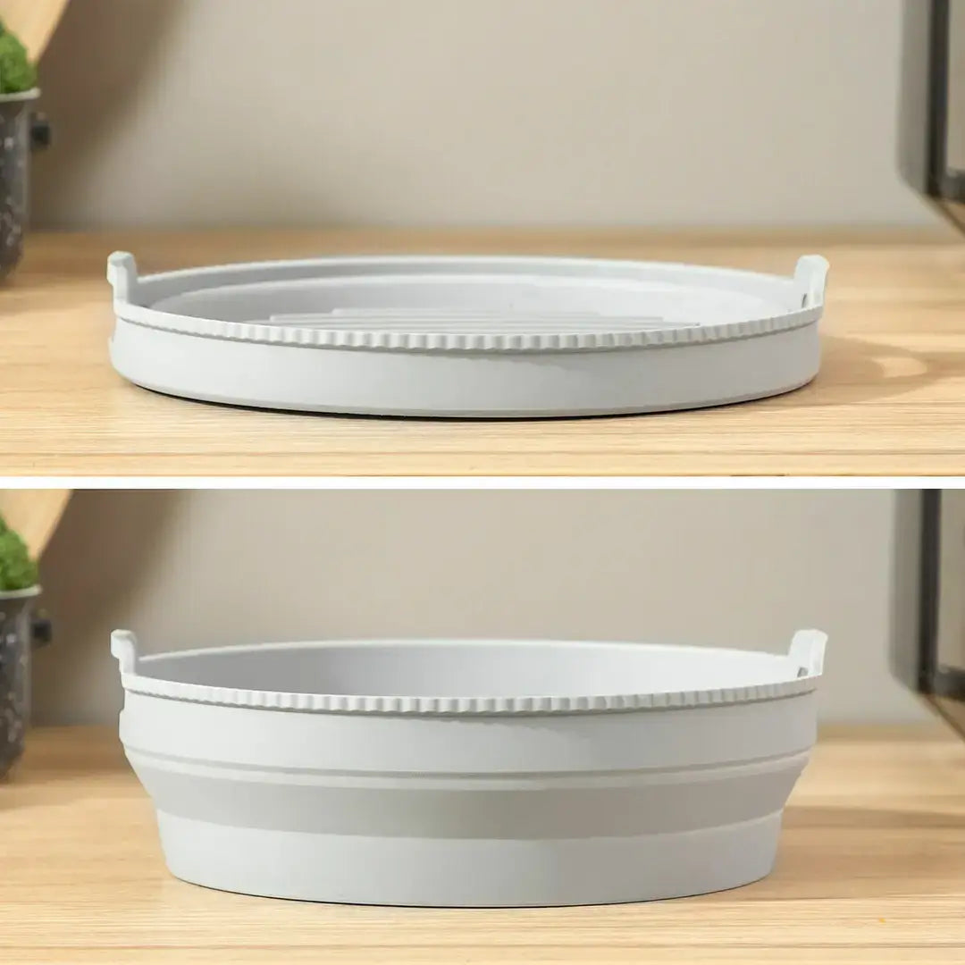 2 piece Folding Silicone Air Fryer Basket with Removable Separator and Handles