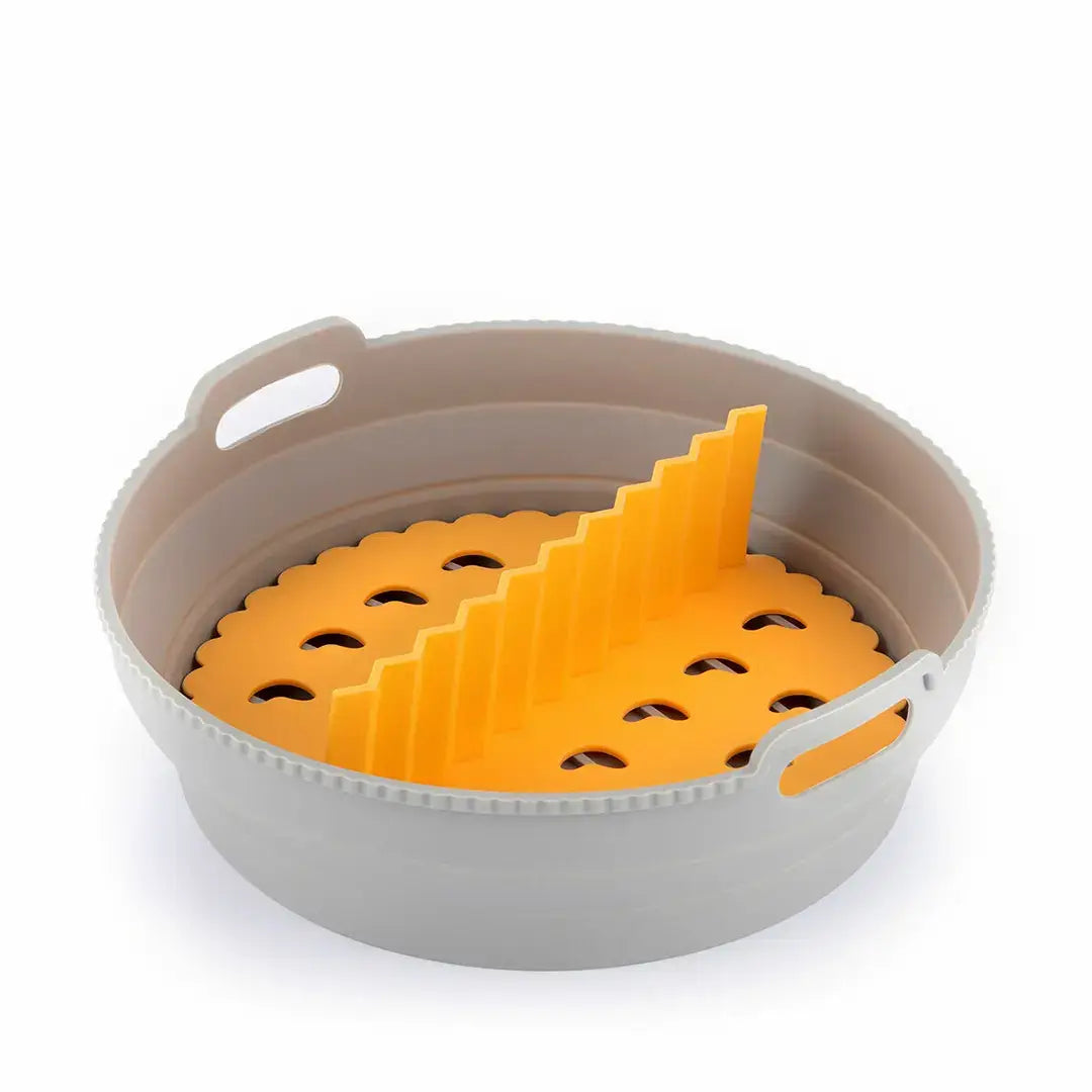 2 piece Folding Silicone Air Fryer Basket with Removable Separator and Handles