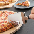4-in-1 Stainless Steel Pizza Cutter with Serving Scoop and Safety Clamp
