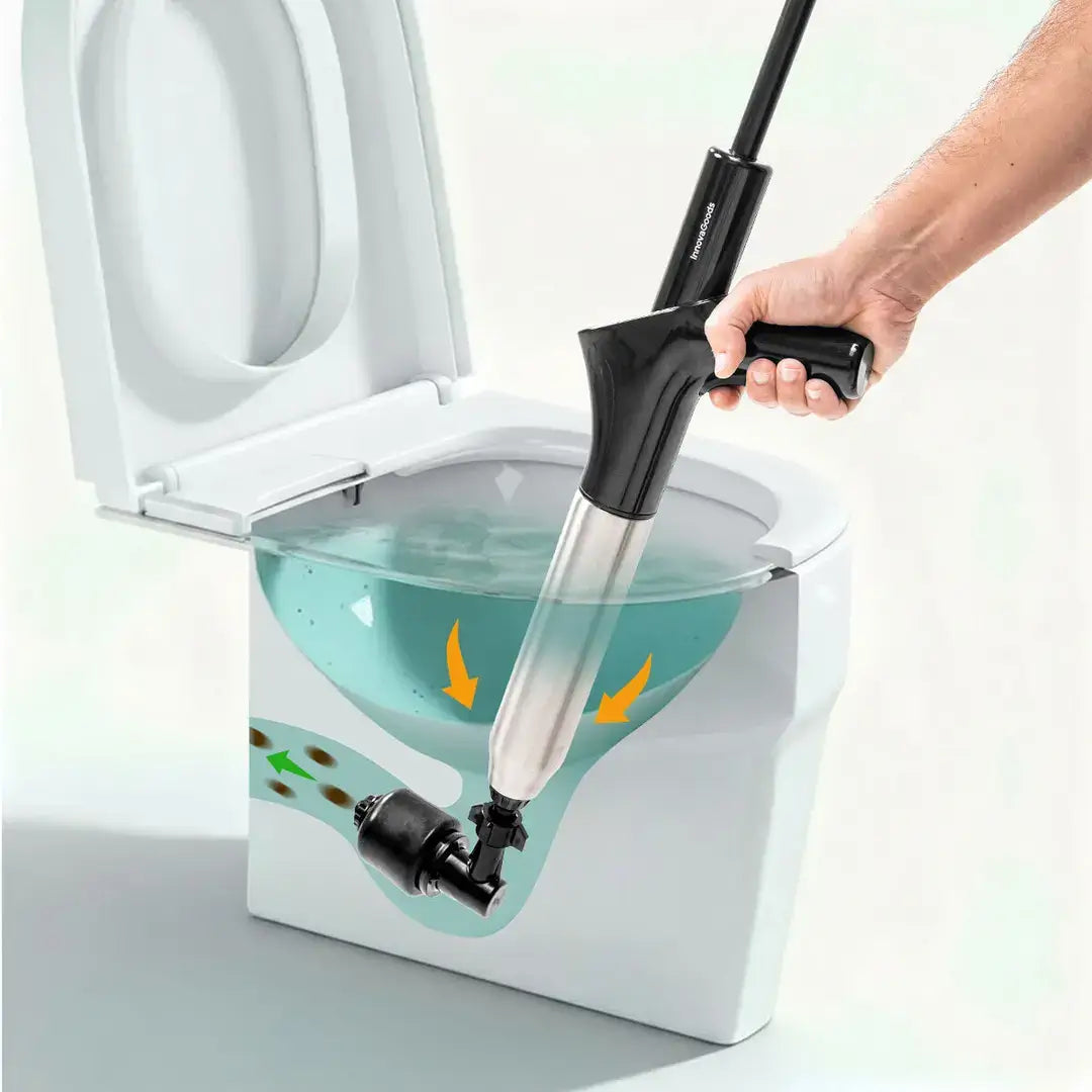 Toilet High-Pressure Compressed Air Plunger with Accessories and 5-in-1 Pressure Gauge